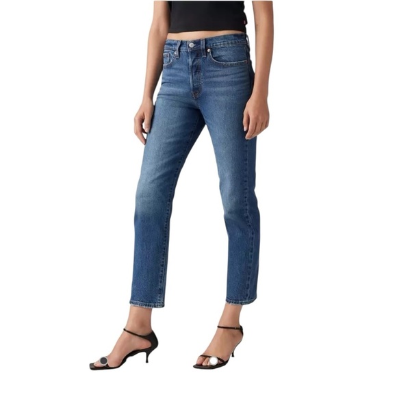 Levi's Premium Wedgie Straight Fit Button Fly Jeans Blue Size 27 #1724 - Picture 2 of 10